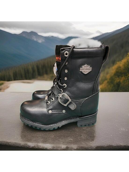 Harley-Davidson Other - Harley Davidson Men's Size 8.5 Motorcycle Lace Up Ankle Strap Biker Boots 91035